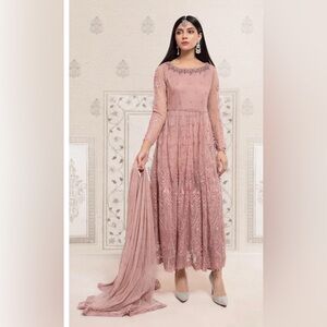 Elegant Pink Maria B Indian/Pakistani Embroidered Dress